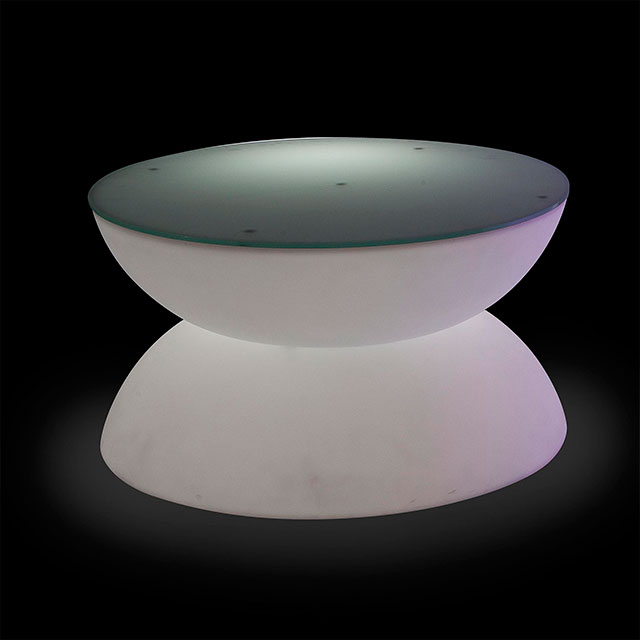 LED Round Coffee Table for Hire from Well Dressed Tables Well Dressed